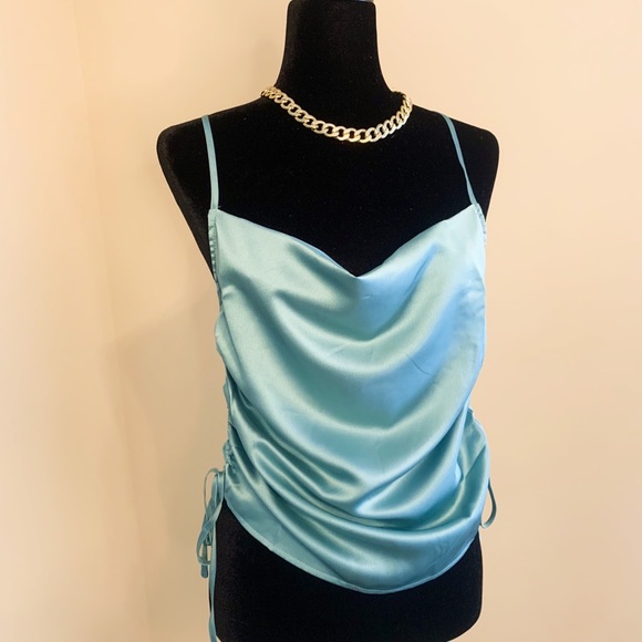 Tops - SATIN DRAWSTRING CAMI